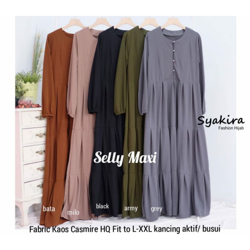 gamis casmire daily button busui maxi dress