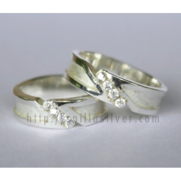 Cincin Couple Cincin Perak Cincin Kawin Cincin Tunangan B-24 CINCIN TUNANGAN PERAK DAN PALLADIUM