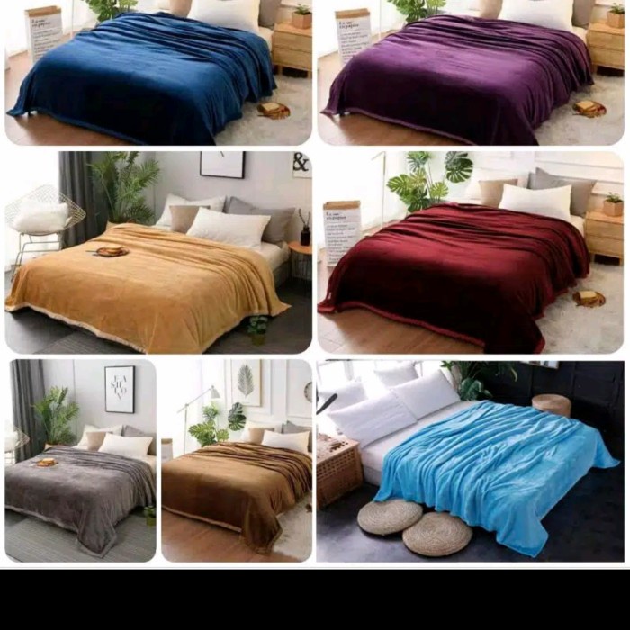 Selimut Polos Soft Panel Bulu Import Barang Bagus