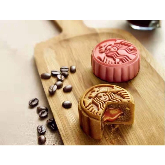 Cetakan Kue Bulan Mooncake Press Mold 50gr Cetakan Starbucks Motif 008