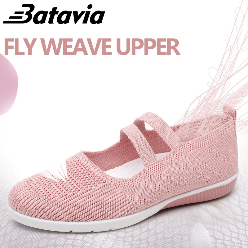 Batavia 2023 baru sepatu datar terbang anyaman sepatu wanita sepatu hak rendah sepatu kerja yang nyaman sepatu slip-on A160