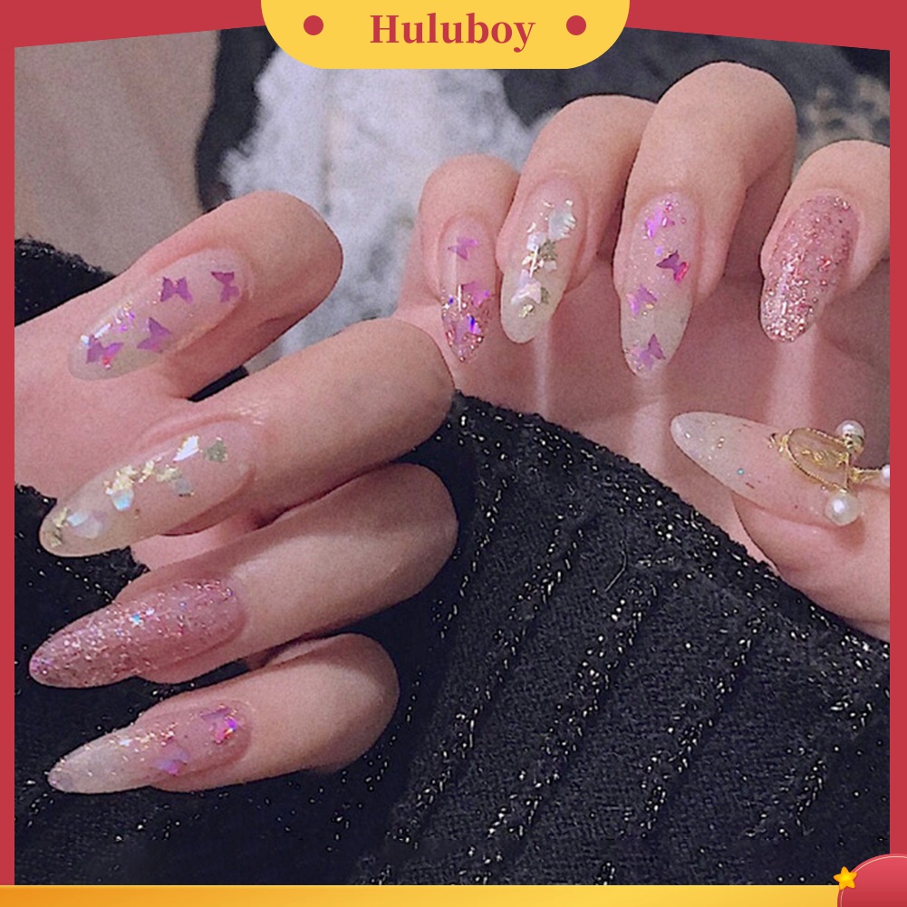 Huluboy Huluboy♡ Payet Glitter Bentuk Kupu-Kupu / Bintang / Hati / Lingkaran Untuk Dekorasi Manicure DIY