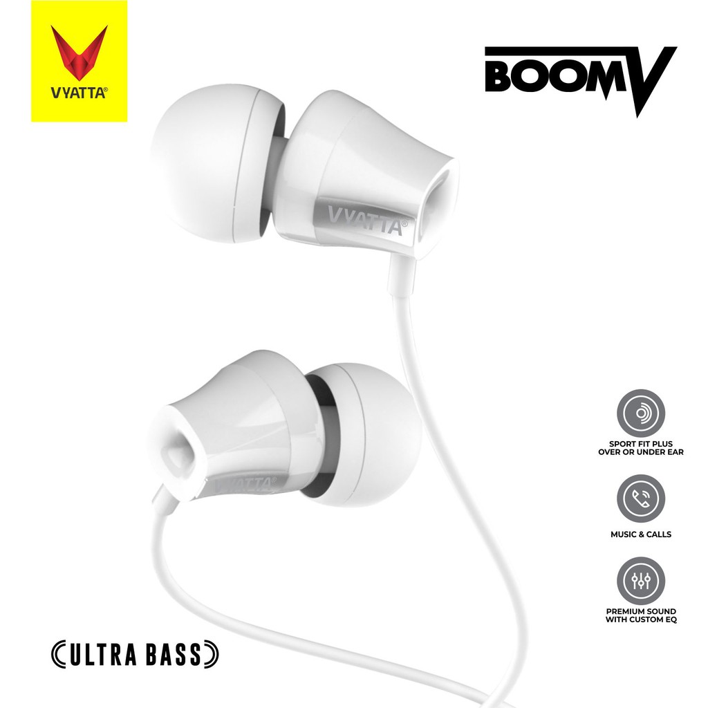 VYATTA BOOM V Earphone / Headset / Handsfree - Ultra Bass-Putih