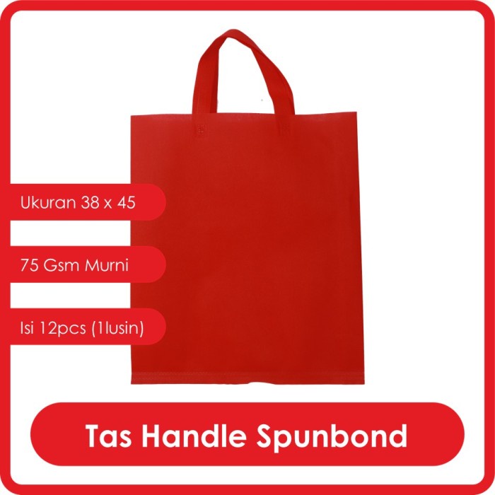 

TERLARIS GOODIE BAG SPUNBOND HANDLE LUSINAN 38x45 / Tas Belanjaan Kain (Merah)