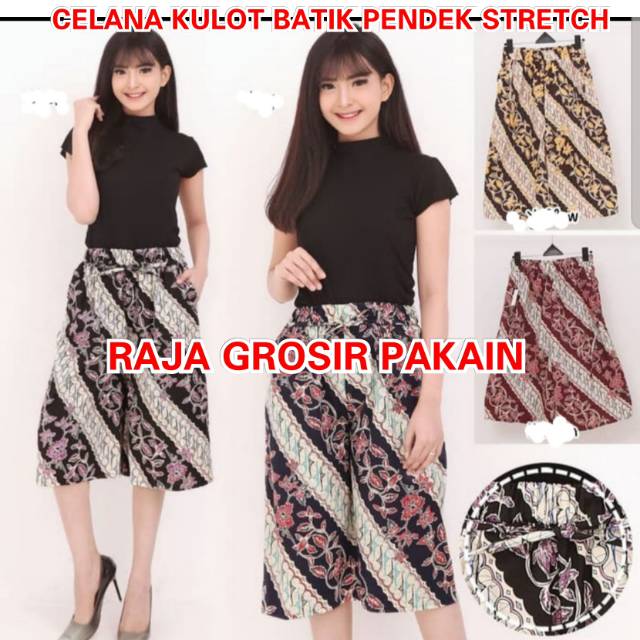 Celana Kulot Batik Dan Bunga / Pendek 7/8 Dewasa Fit to L s/d XL Bahan Katun Stretch