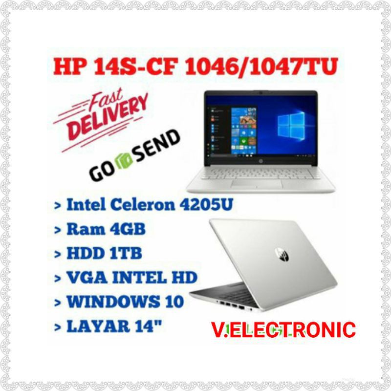 Laptop HP 14S-CF1046TU/FC1047TU Intel Celeron N4205U | RAM 4GB | HDD 1TB | Windows 10