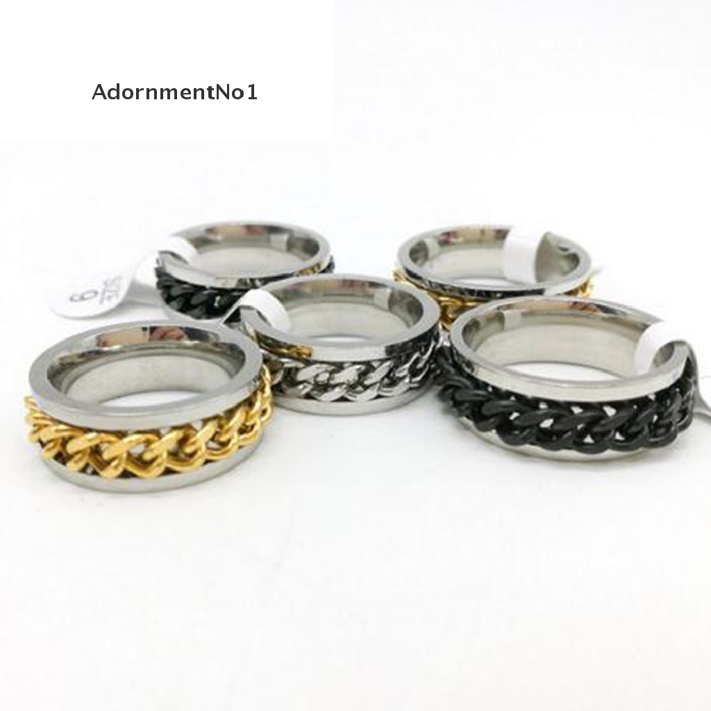 (AdornmentNo1) Cincin Spinner Rantai Baja Bisa Diputar Untuk Pria / Wanita