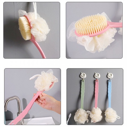 Sikat Punggung Shower Puff Mandi 2in1 / Shower Puff + Sikat Gosok Punggung Gagang Panjang Spons Mandi 2 Sisi 2170