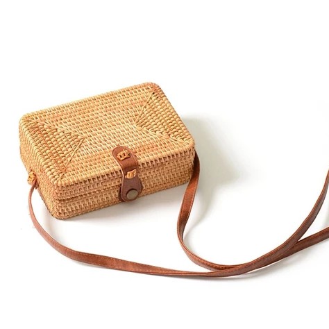 Tas Rotan Kotak Medium Sling Bag Bulat Bali