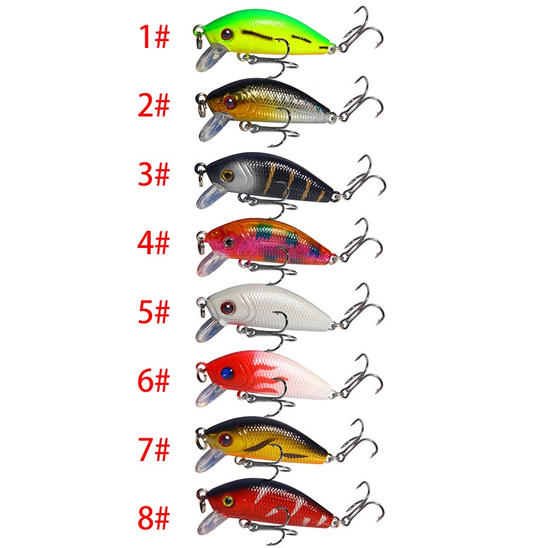 Umpan Pancing Ikan 5cm 4.2g Sinking Minnow 3D 35 Warna Bahan Plastik Dengan 2 Kail Umpan Casting