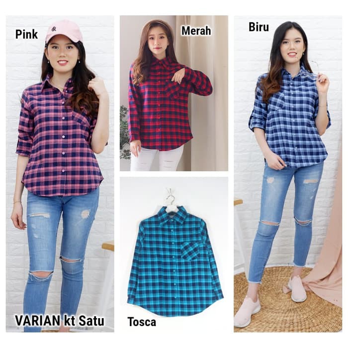 Chamele Kemeja Wanita Model Flanel basic &amp; oversize 2120 / 2209