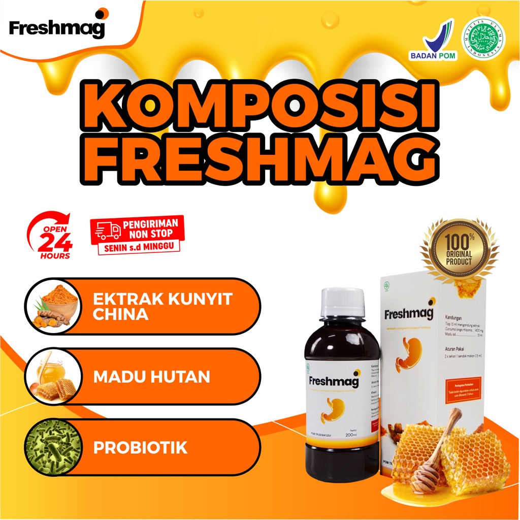 Paket Kronis 3 Botol Freshmag - Madu Herbal Alami Atasi Masalah Lambung Gerd Infeksi Lambung Magh Maag Kronis Penambah Nafsu Makan Jaminan Asli Distributor Freshmag Aman Terpercaya  BPOM HALAL Fresh Maag Presmag Zestmag