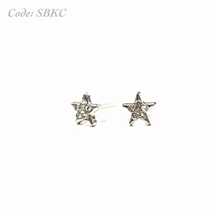 anting plastik silver star permata / bunga permata sbkc