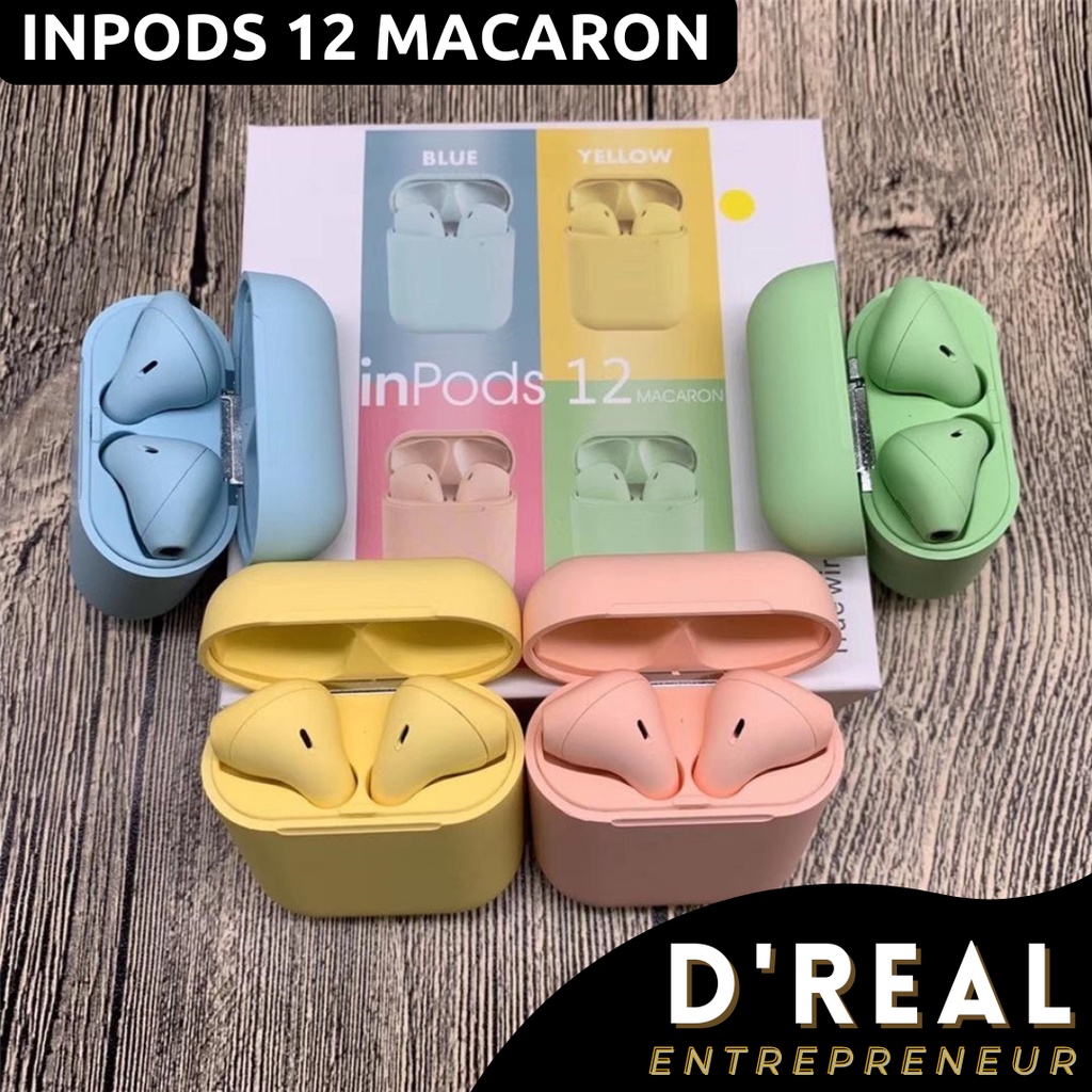 Blutooth headset inpods 12 TWS Wireless Earphone Bluetooth 5.0 Warna Macaron inPods12