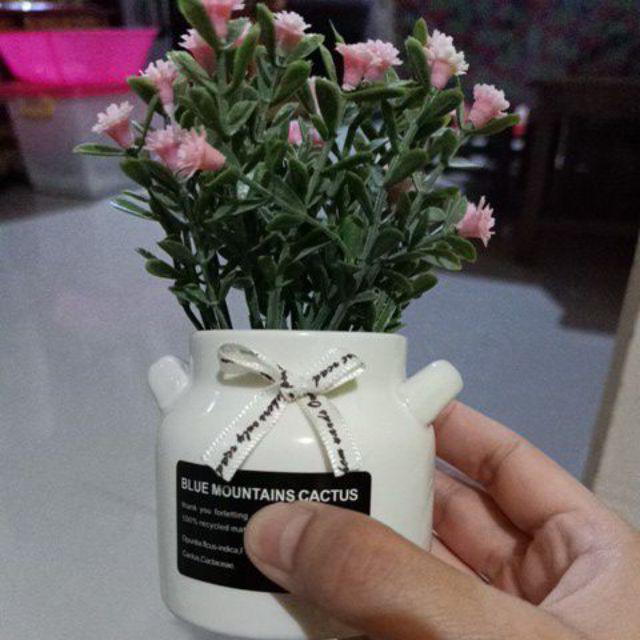 Bunga Hias Mawar Shabby Vas Lucu Unik Bunga Tiruan Hiasan Dekorasi Bunga Rose Plastik - Vb05