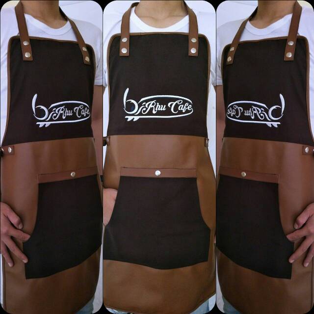 Full apron barista celemek barbershop apron cafe celemek cukur rambut kanvas &amp; high quality syntetic saddle colour