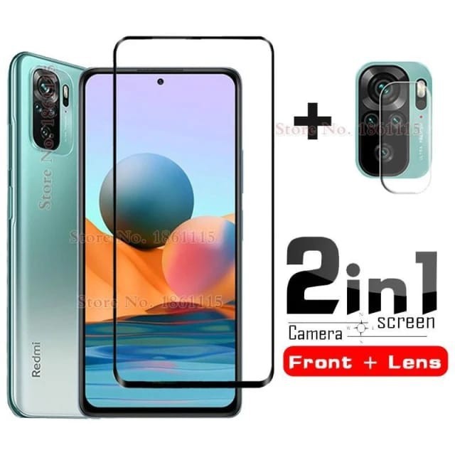 XIAOMI REDMI NOTE 10 10S 10 5G 10 PRO TEMPERED GLASS 2IN1 FULL LAYAR &amp; KAMERA