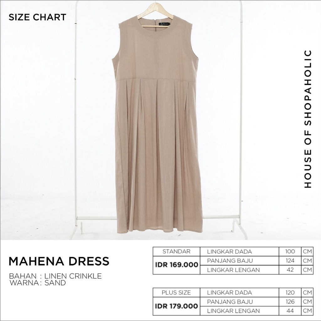 Hosofshopaholic - MAHENA DRESS - Pakaian Wanita - Dress - Casual Dress - Sleeveless Dress - Maxi Dress - Dress Linen - Lentera Collection - Allsize-SAND