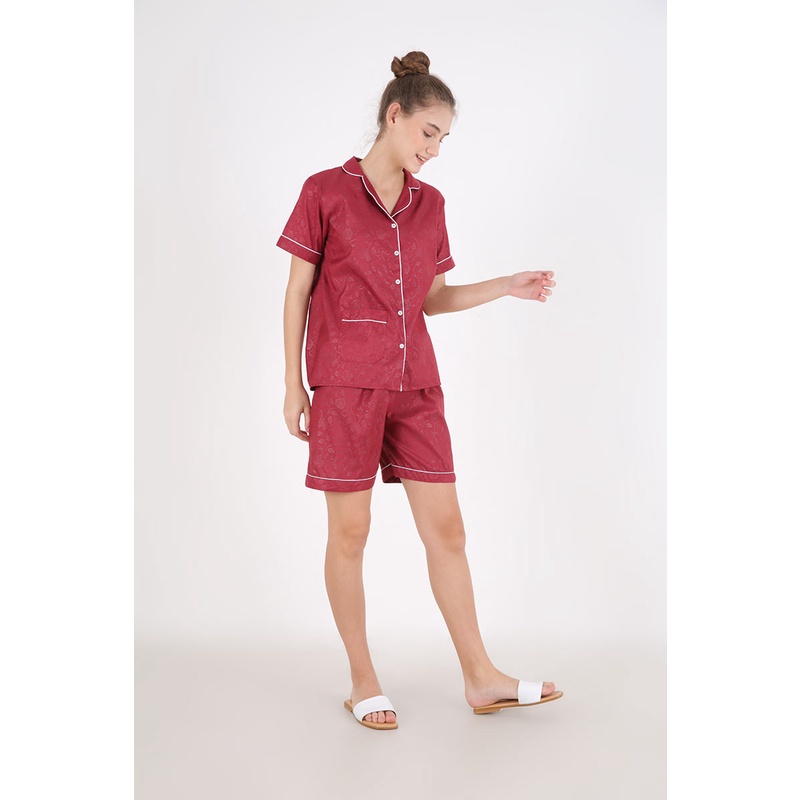 Sorabel - Piyama Set Wanita Avika Aviani Plain Long Pants Sleepwear M / One Size / Jumbo-Aviani Maroon