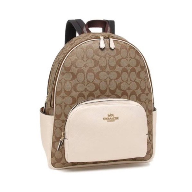 Coach Backpack Signature Large Beige White Ladies (5761)