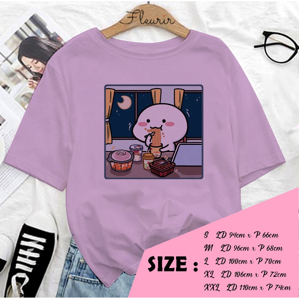 FLEURIR - KAOS OVERSIZE PENTOL MAKAN KATUN  KAOS WANITA DEWASA LENGAN PENDEK TEE UNISEX JUMBO