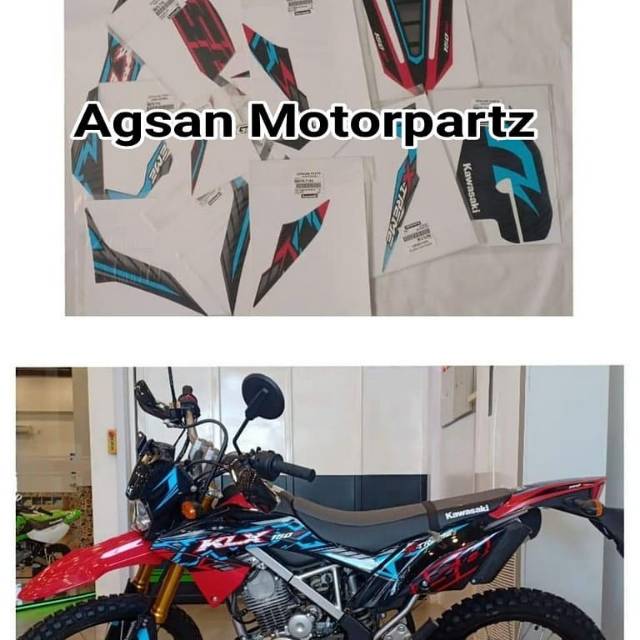 Striping stiker KLX BF extriem merah 2018 original Kawasaki