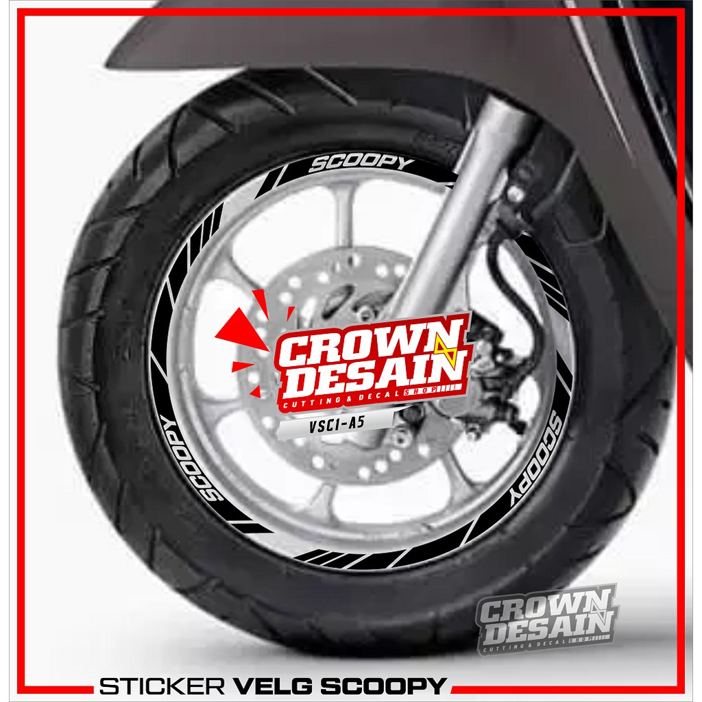 Decalmotor Stiker Cutting Velg Scoopy StickerVelg Racing Scoopy Modif VSC1 Sticker Hitam