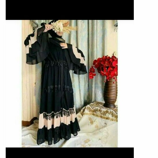 Abaya Mesir / Abaya Original / Abaya murah / Abaya renda Sifon / Abaya pesta / Abaya Saudi