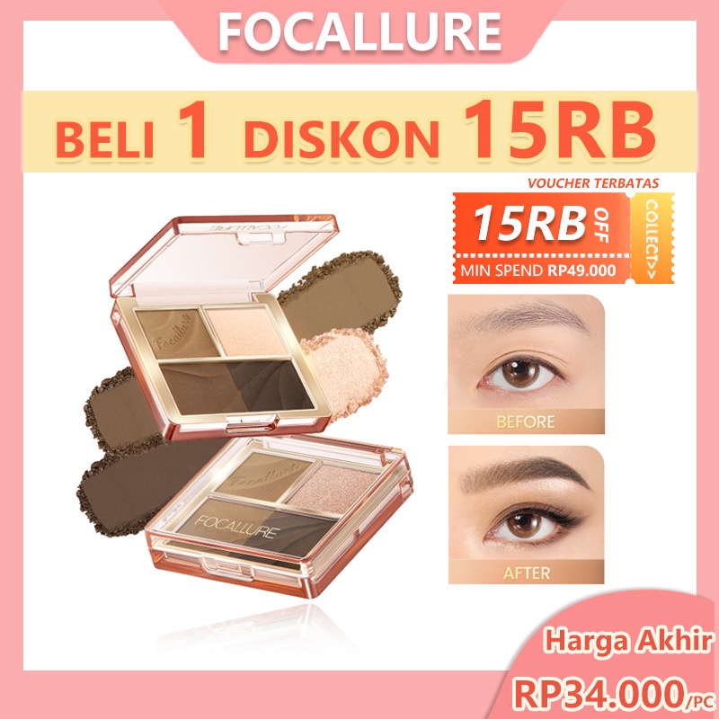 FOCALLURE AmberGold Multi-Use Eyebrow Powder Palette One-For-All Waterproof Lasting Beginner Friendly