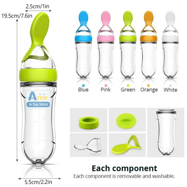 Sendok Makan Bayi Mpasi Botol Dot Silikon Baby Spoon Dispenser