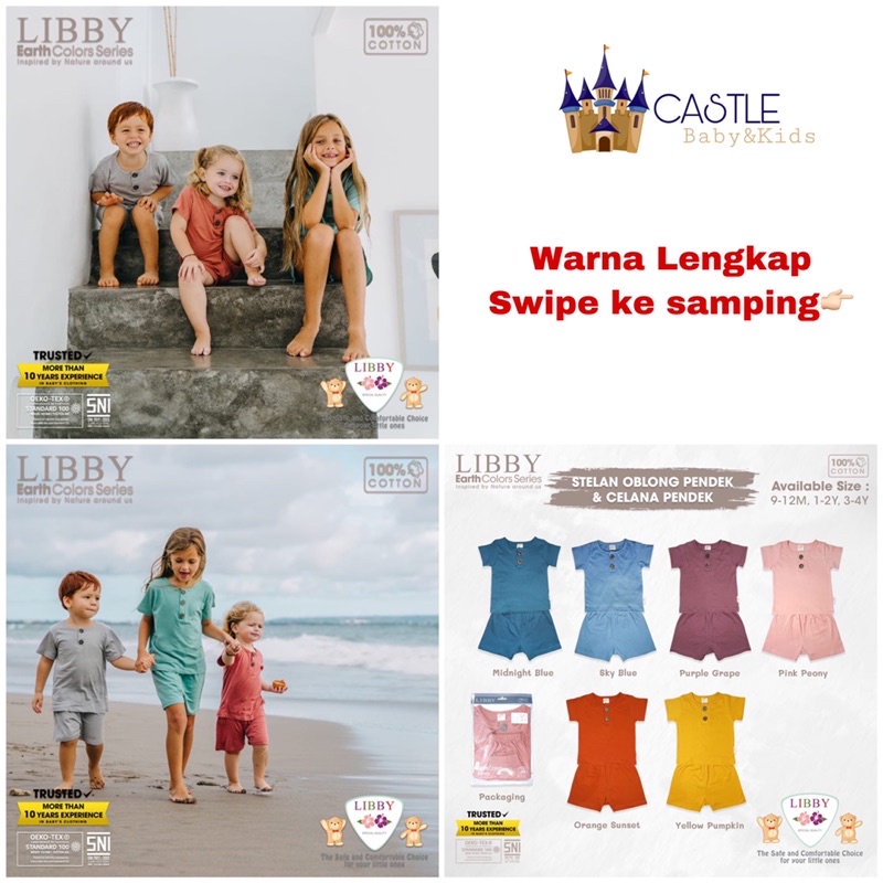 Castle - Libby Earth Series Stelan Baju Oblong Pendek - Celana Pendek / Baju Bayi &amp; Anak