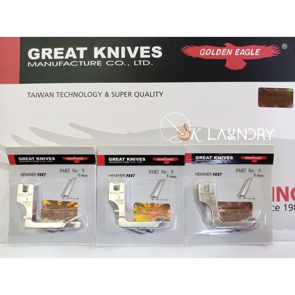 Sepatu Great Knives Hemmer Feet Kelim Lilit BESAR Mesin Jahit Industrial High-Speed GOLDEN EAGLE-Lot 5
