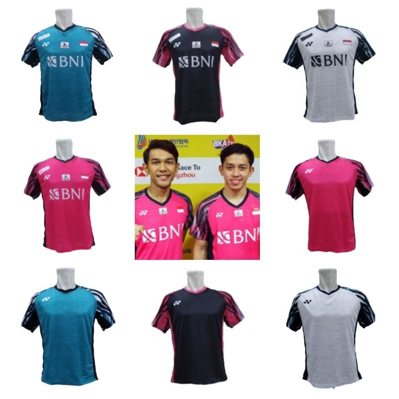 Kaos Bulutangkis Indonesia Malaysia Open Fajar Rian / Jersey Badminton / Atasan Kaos Seragam Baju Badminton Bulutangkis Shuttlecock Kok Raket Mania Fajri Indonesia Korea Selatan India An Se Young Kim Kong Lee