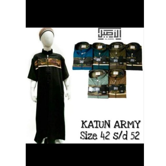 Jubah gamis koko al aseel dewasa kombinasi lengan pendek