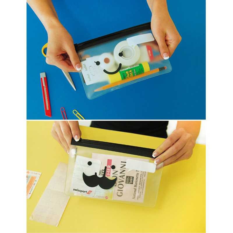 

S3863 RUMAUMA - Smiley Mustache Small Zipper Pouch Tempat pensil serbaguna