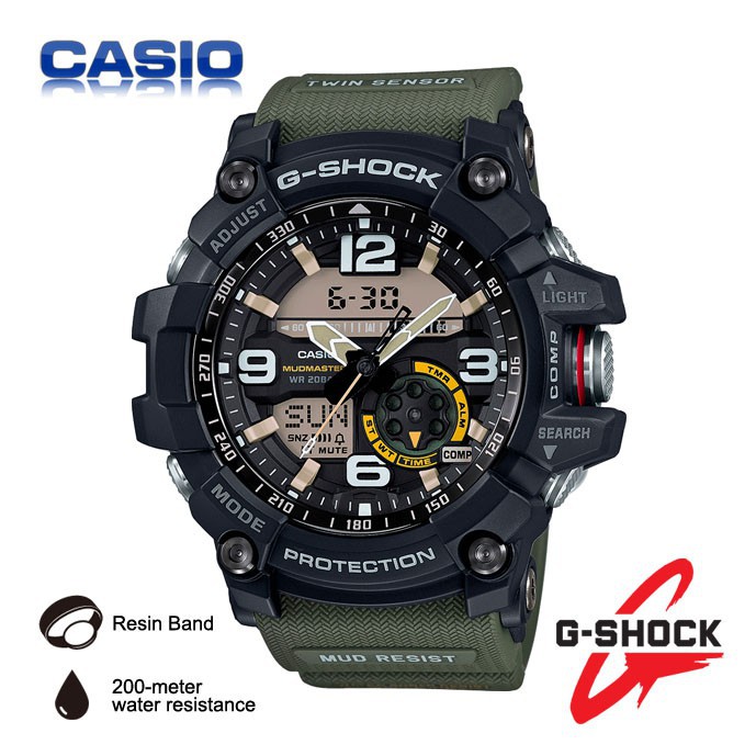 Original Casio G Shock Mudmaster GG-1000-1A3 Black Strap Green Army Analog-Digital Timepieces GG1000