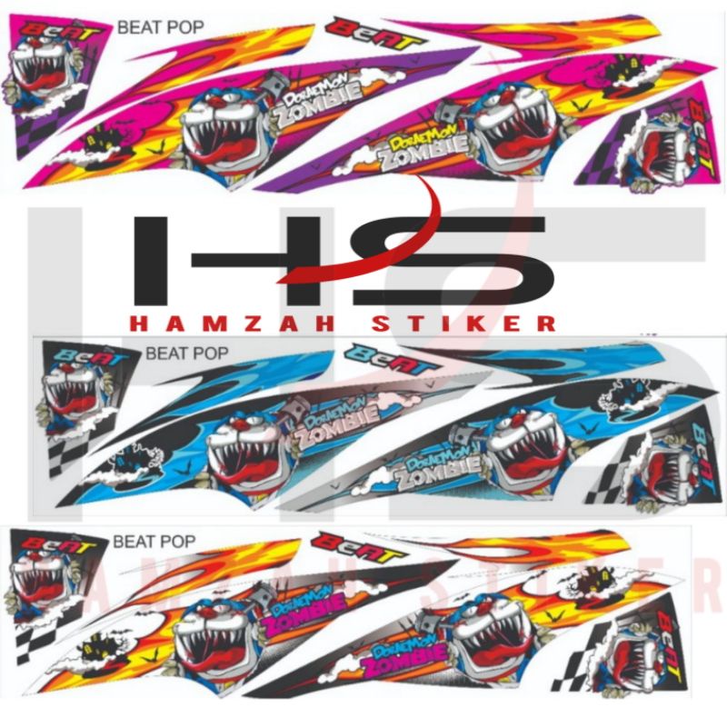JUAL STRIPING MOTOR HONDA BEAT POP DORAEMON ZOMBIE STIKER VARIASI MURAH