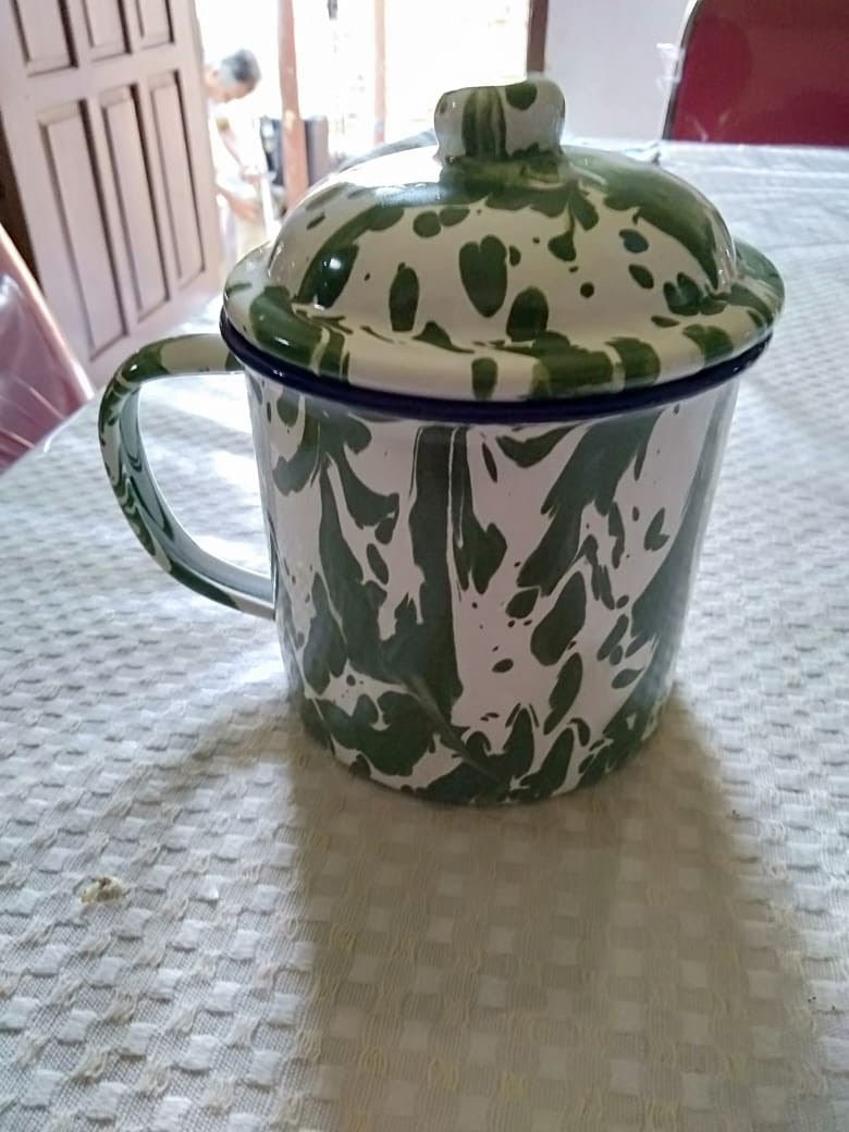 Mug Enamel / Mug Blurik Mug Loreng Hijau Abri