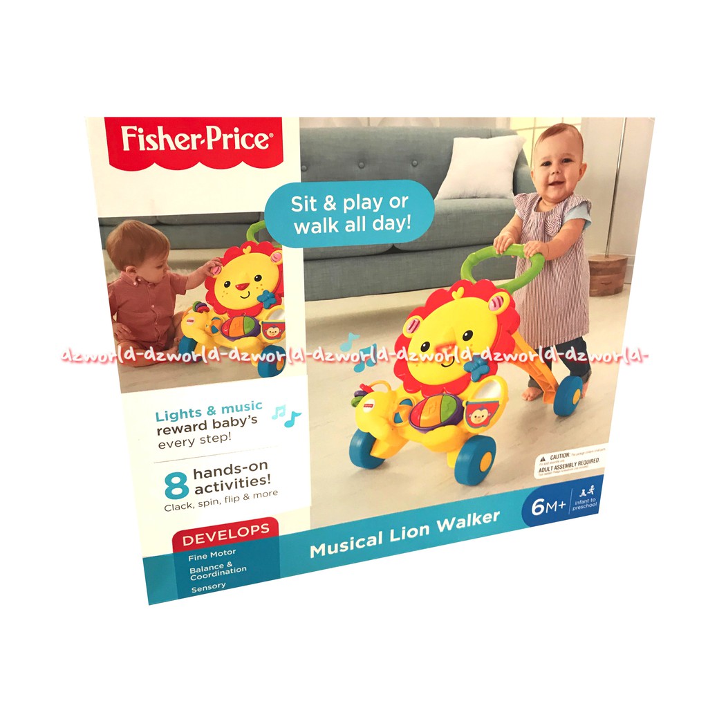 Fisher Price Musical Lion Walker Stroller Baby Push Alat Bantu Jalan Bayi