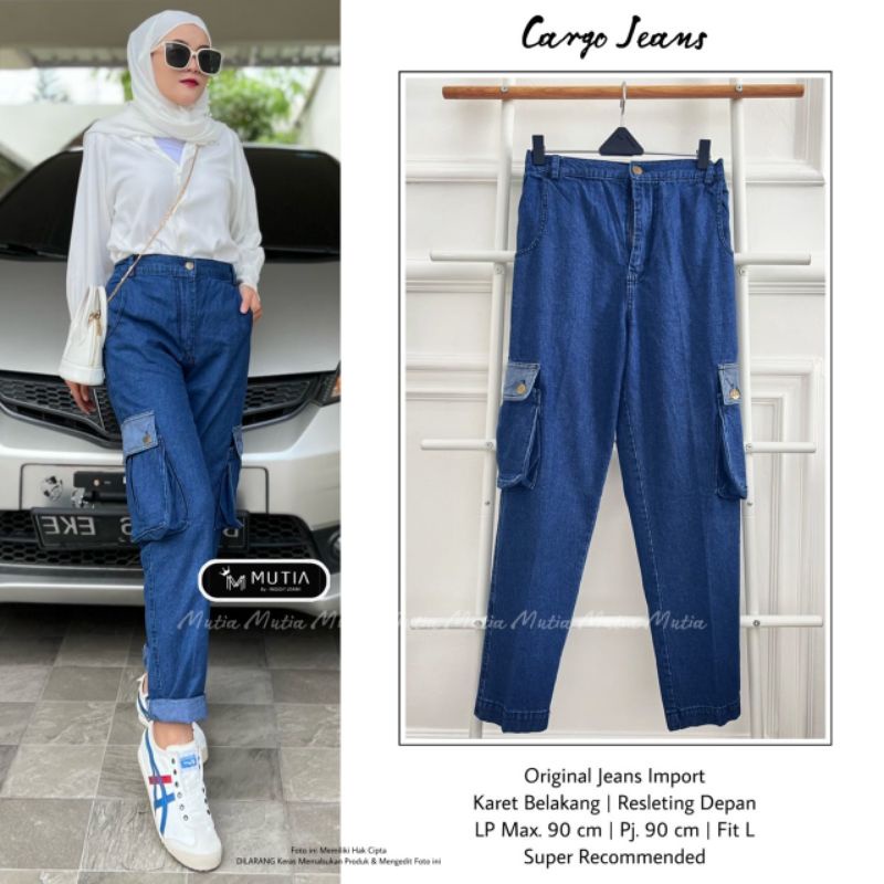 CARGO JEANS BY MUTIA (CELANA KARGO JEANS WANITA) Celana kargo wanita rekomended