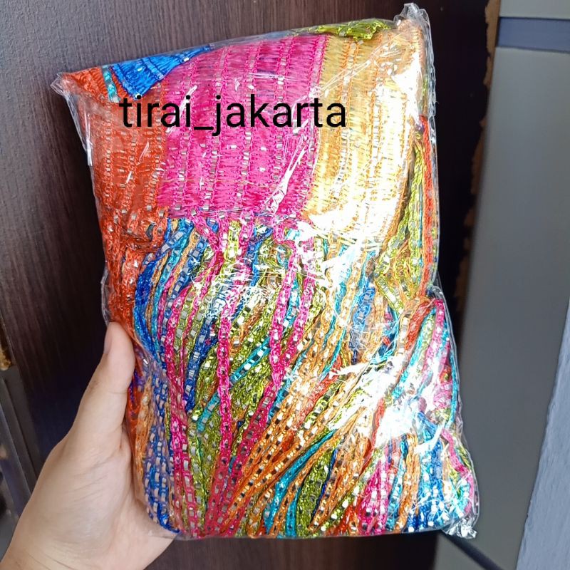 Tirai benang Gliter Rainbow Kombinasi / Tirai Benang pintu metalik pelangi