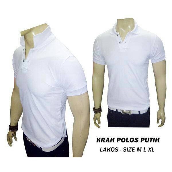 Kaos Kerah Putih Polos Bahan Polo Lacoste Halus