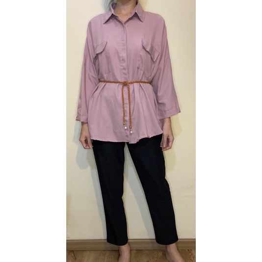 Kemeja zar* polos/kemeja zaraa lookalike/kemeja polos zar*/blouse polos jumbo