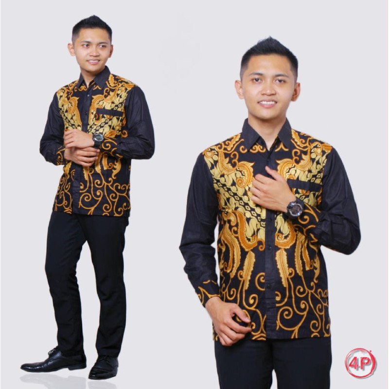 BSWART BATIK HRB026 Kenongo Hem Pendek Padi Pekalongan M L XL Batik Pria MURAH