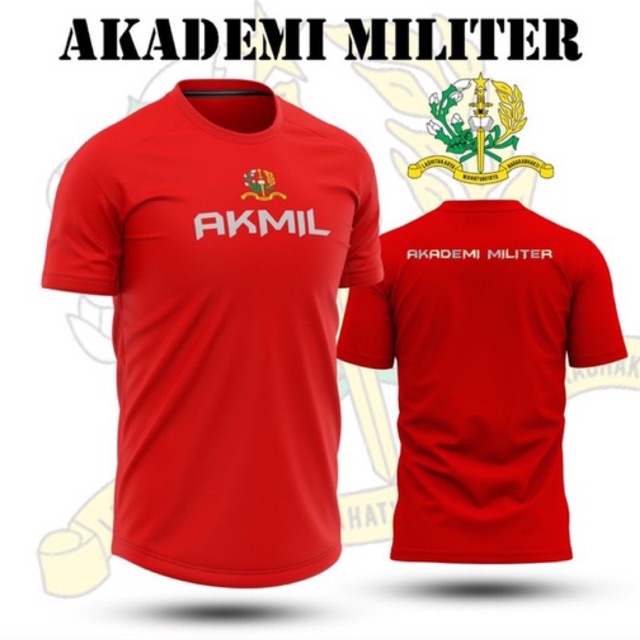 "Terbaru" Baju kaos Jersey olahraga Taruna Akmil / Atasan Erobik Akmil / Kaos Akmil Merah Lengan Pen