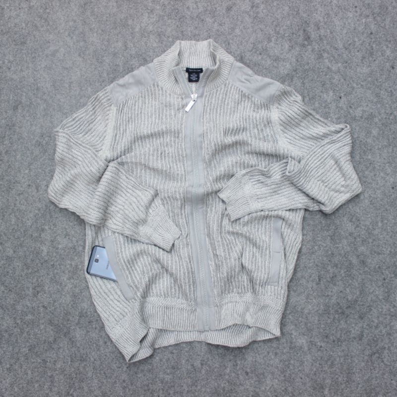 Jaket Rajut Calvin Klein Jeans Light Grey Misty Laris Murah