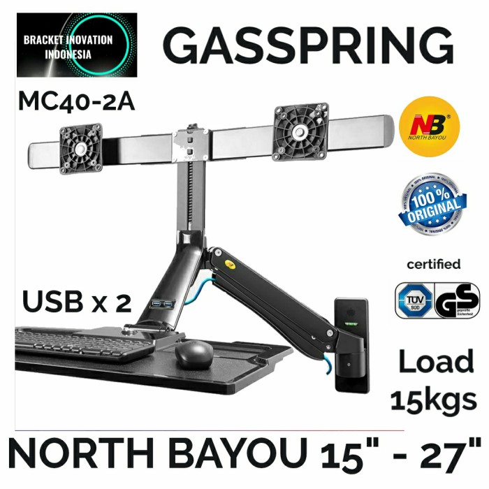 North Bayou NB MC40-2A 22-27 inch Ergonomic Computer Sit-Stand