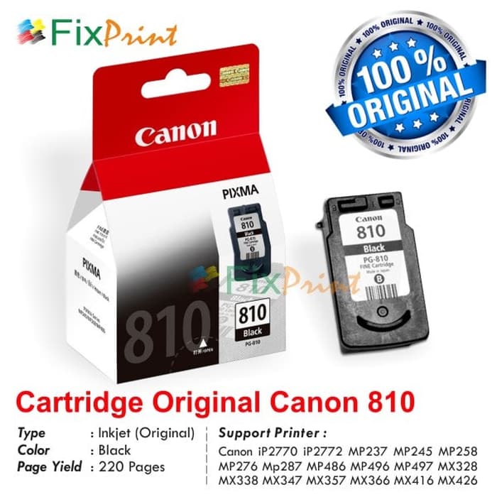 Cartridge Canon PG810 Black Original- Cartridge Canon IP2770 MP258 DUS - Hitam FSB3311