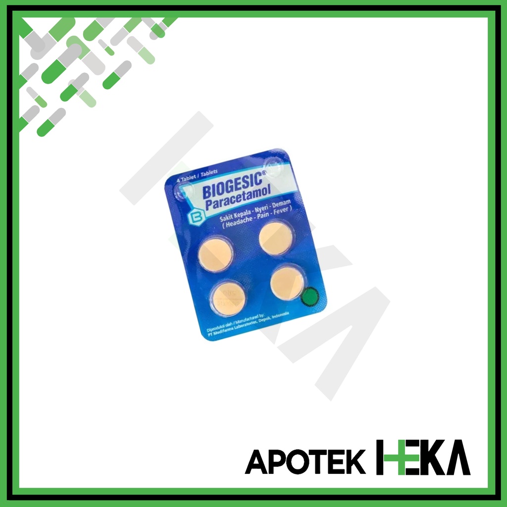 Biogesic Parasetamol Strip isi 4 Tablet - Obat Sakit Kepala, Demam (SEMARANG)