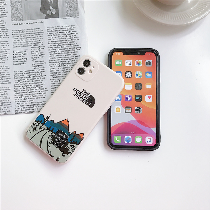 Silikon Tepi Lurus Soft Shell Kartun Gunung Berapi Cocok untuk iPhone12 Pro Max 11 Pro Max XS max XR 7/8 / SE 7Plus /8Plus 6Plus Tahan Guncangan Paket Lengkap